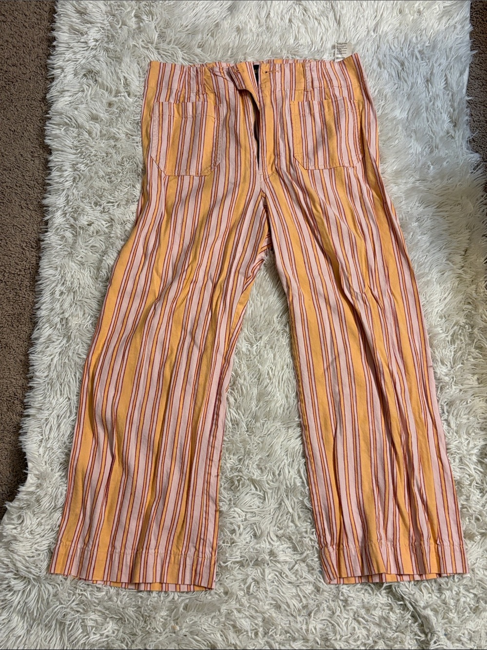 Striped Wide Leg Pants in Peach and Pink
